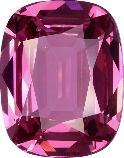 Cushion cut rose garnet, 9.17 by 7.22 mm, shown at actual size