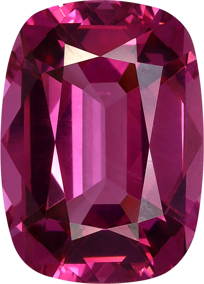 Cushion cut rose garnet, 13.79 by 9.92 mm, shown at actual size