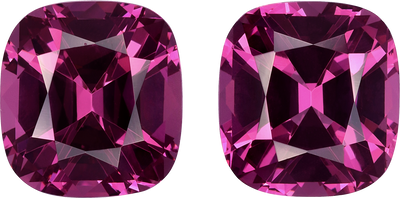 Cushion cut rose garnet, 9.64 by 8.91 mm, shown at actual size