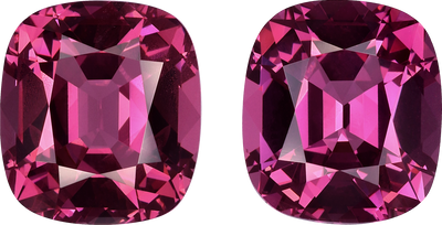 Cushion cut rose garnet, 9.72 by 8.72 mm, shown at actual size