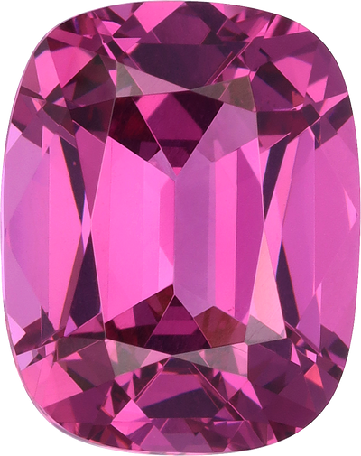Cushion cut rose garnet, 11.06 by 8.68 mm, shown at actual size