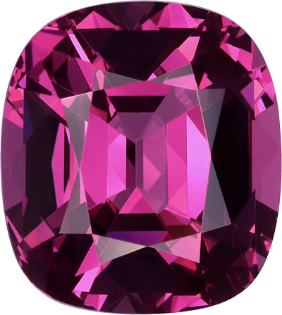 Cushion cut rose garnet, 10.61 by 9.51 mm, shown at actual size