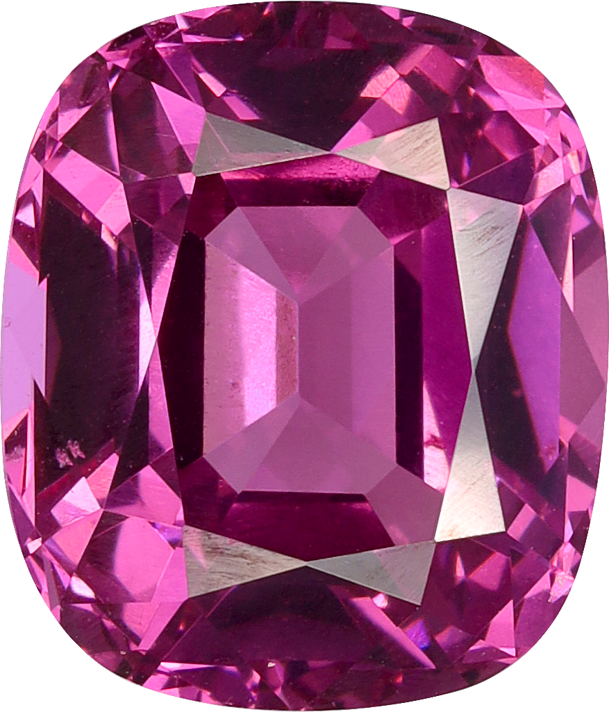 Cushion cut rose garnet, 9.3 by 7.96 mm, shown at actual size