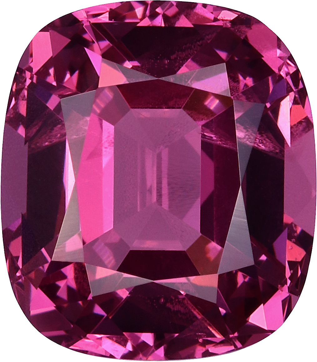 Cushion cut rose garnet, 9.18 by 8.03 mm, shown at actual size