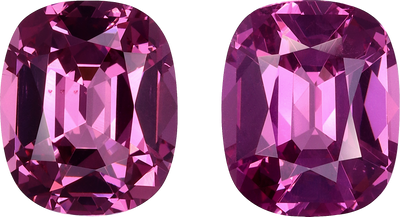 Cushion cut rose garnet, 9.53 by 7.85 mm, shown at actual size