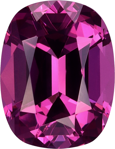 Cushion cut rose garnet, 9.11 by 7.09 mm, shown at actual size