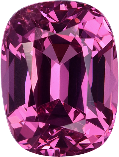 Cushion cut rose garnet, 8.1 by 6.14 mm, shown at actual size