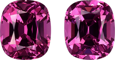 Cushion cut rose garnet, 9.84 by 8.41 mm, shown at actual size