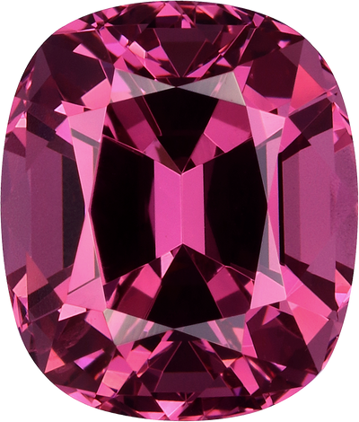 Cushion cut rose garnet, 9.91 by 8.43 mm, shown at actual size