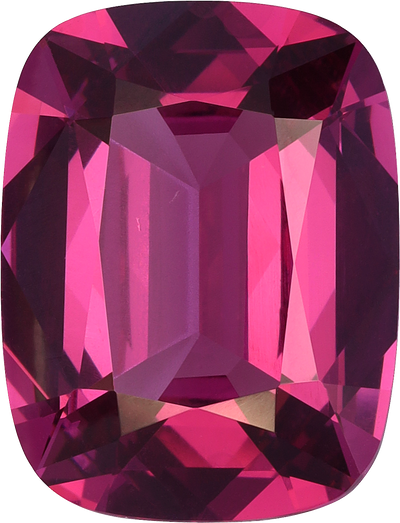 Cushion cut rose garnet, 13.18 by 10.1 mm, shown at actual size
