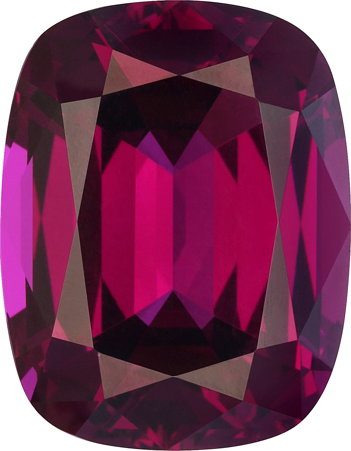 Cushion cut umbalite garnet, 14.2 by 11.07 mm, shown at actual size