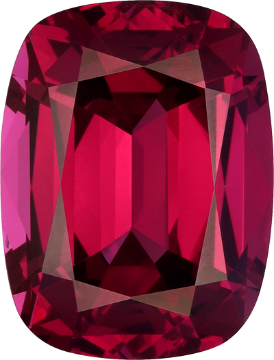 Cushion cut rose garnet, 15.78 by 12.08 mm, shown at actual size