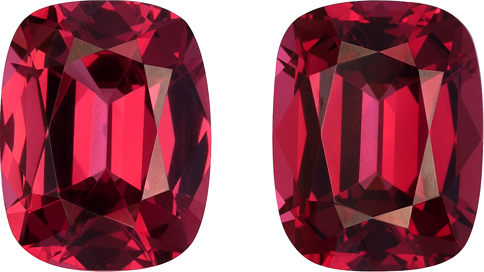 Cushion cut malaya garnet, 10.05 by 7.81 mm, shown at actual size