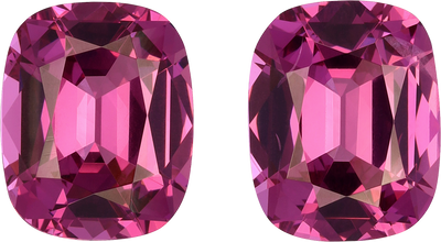Cushion cut rose garnet, 10.11 by 8.02 mm, shown at actual size