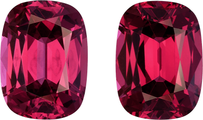 Cushion cut rose garnet, 12.51 by 9.21 mm, shown at actual size