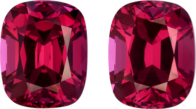 Cushion cut pink garnet, 10.14 by 8.17 mm, shown at actual size