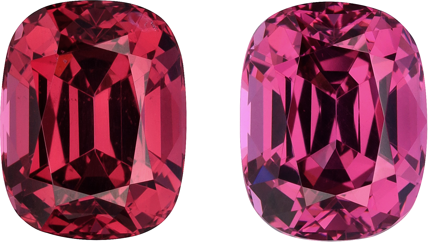 Cushion cut rose garnet, 9.19 by 7.14 mm, shown at actual size