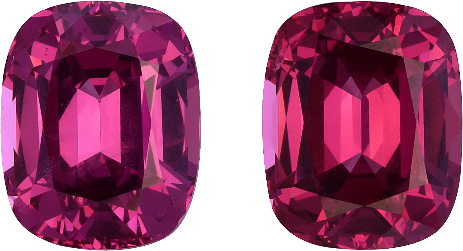 Cushion cut rose garnet, 10.12 by 8.15 mm, shown at actual size