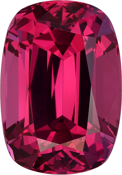 Cushion cut rose garnet, 11.32 by 7.86 mm, shown at actual size