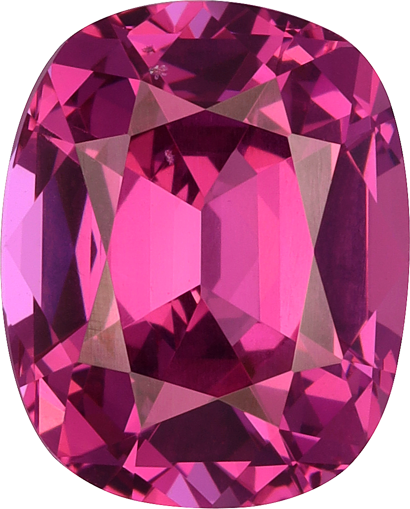 Cushion cut rose garnet, 10.07 by 8.11 mm, shown at actual size