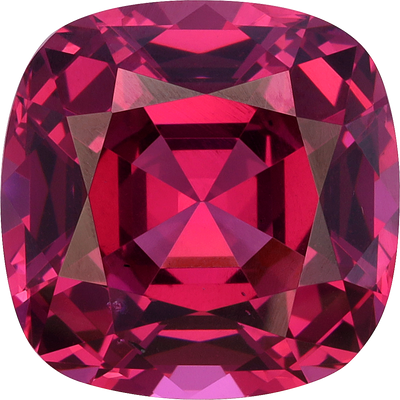 Cushion cut rose garnet, 10.52 by 10.47 mm, shown at actual size