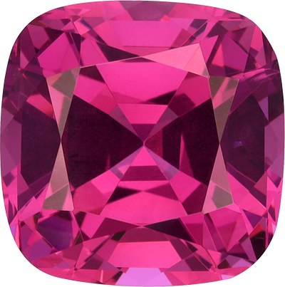 Cushion cut rose garnet, 10.5 by 10.46 mm, shown at actual size