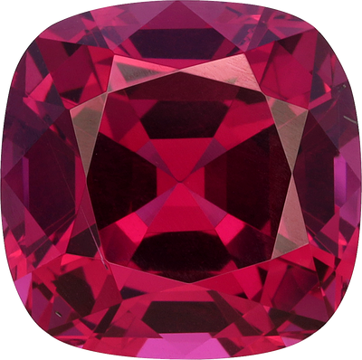 Cushion cut rose garnet, 10.09 by 10.08 mm, shown at actual size