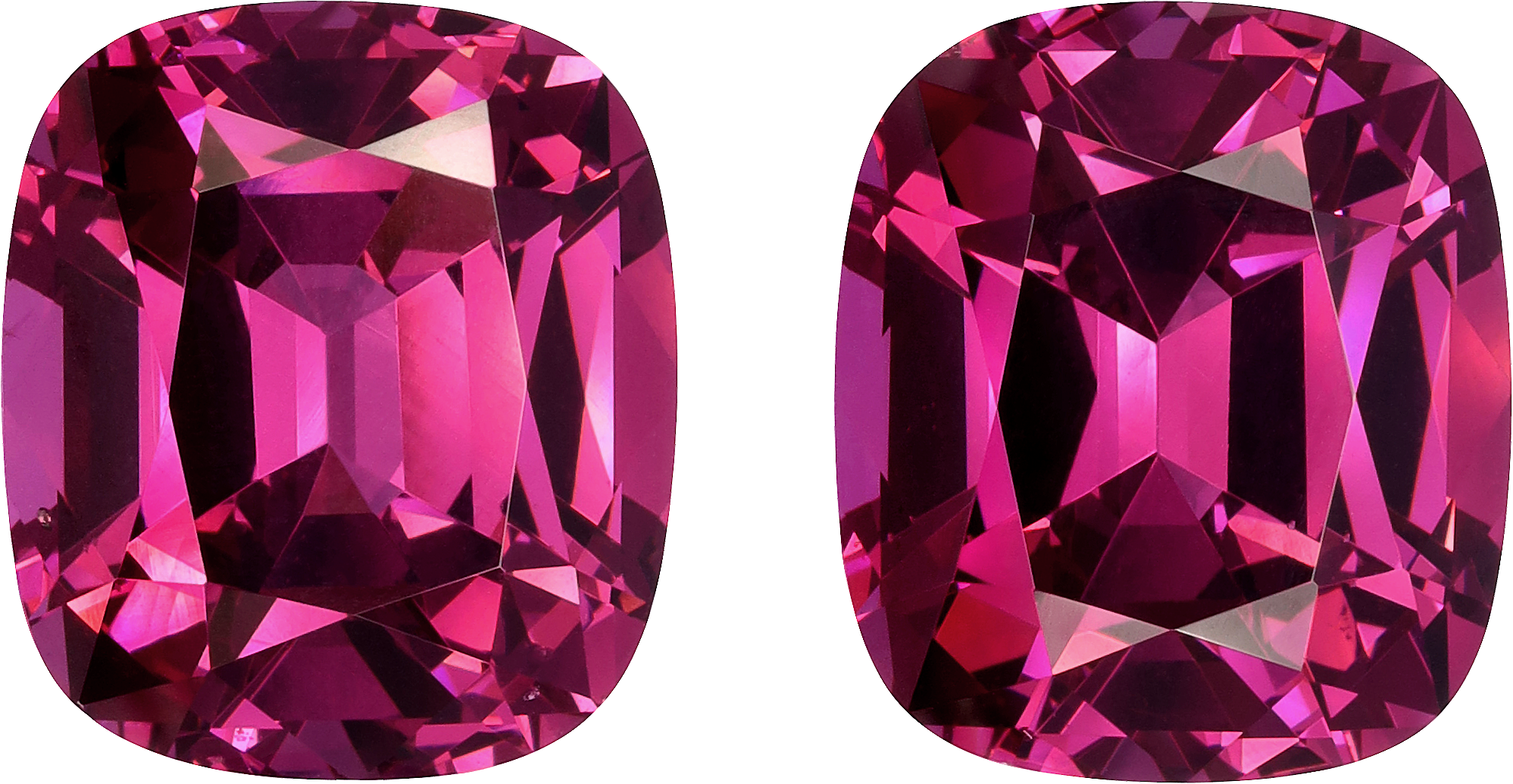 Cushion cut rose garnet, 15.23 by 13.17 mm, shown at actual size