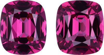 Cushion cut rose garnet, 13.16 by 11.6 mm, shown at actual size
