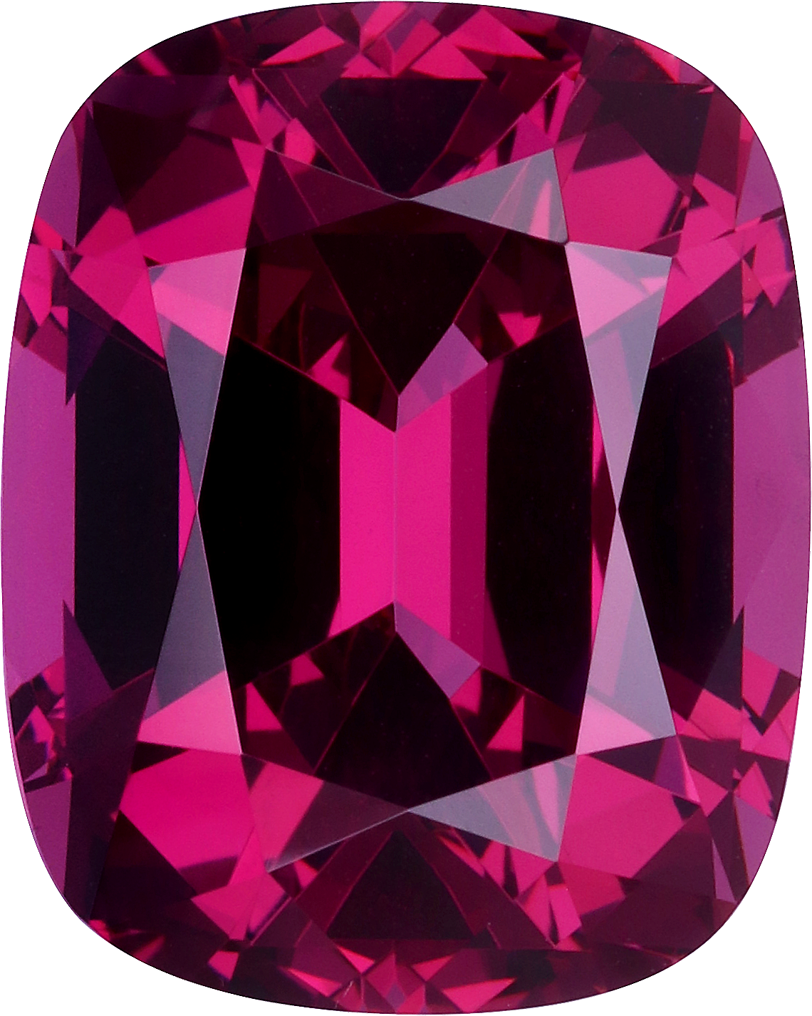 Cushion cut rose garnet, 15.59 by 12.54 mm, shown at actual size