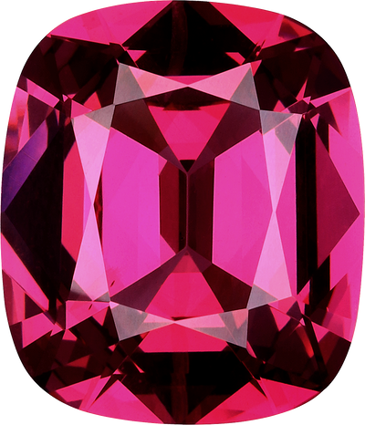 Cushion cut rose garnet, 12.95 by 11.09 mm, shown at actual size