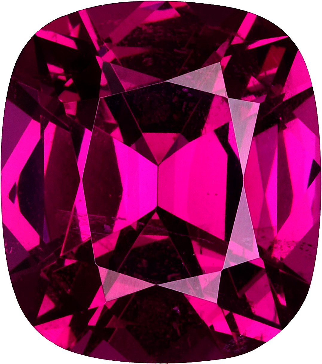 Cushion cut rose garnet, 11.98 by 10.54 mm, shown at actual size