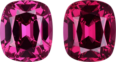 Cushion cut rose garnet, 12.91 by 11.03 mm, shown at actual size