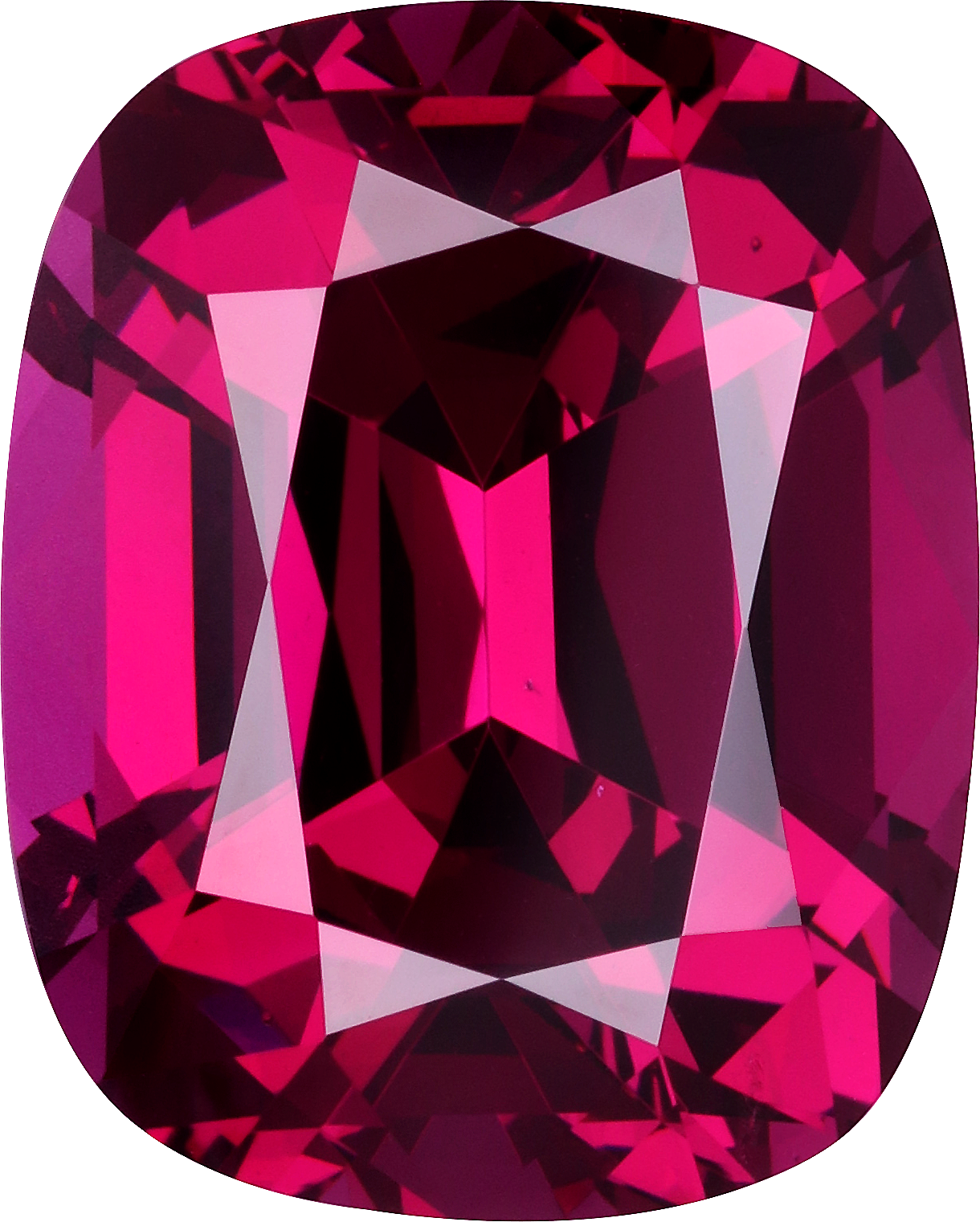 Cushion cut rose garnet, 16.59 by 13.33 mm, shown at actual size