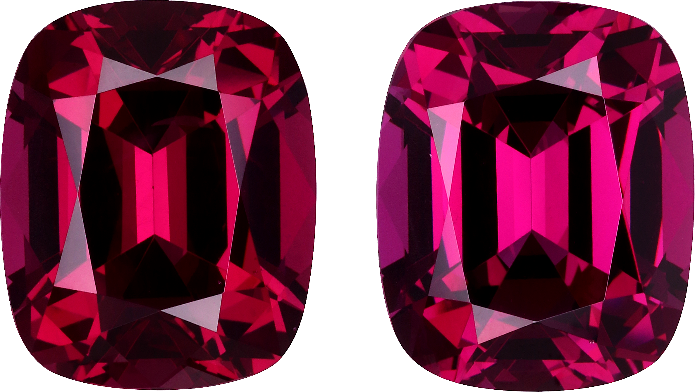 Cushion cut rose garnet, 14.54 by 11.78 mm, shown at actual size