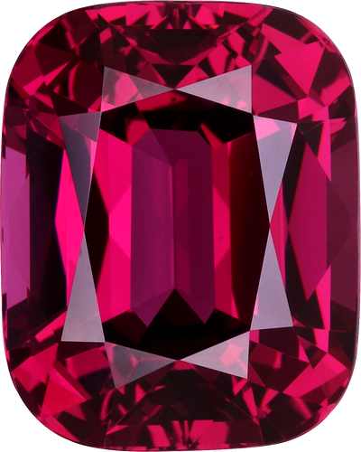 Cushion cut rose garnet, 14.98 by 12.03 mm, shown at actual size
