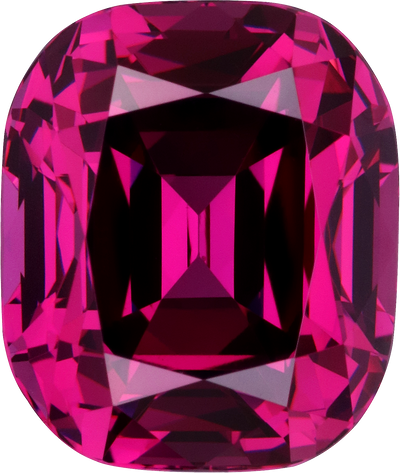 Cushion cut rose garnet, 13.02 by 10.97 mm, shown at actual size