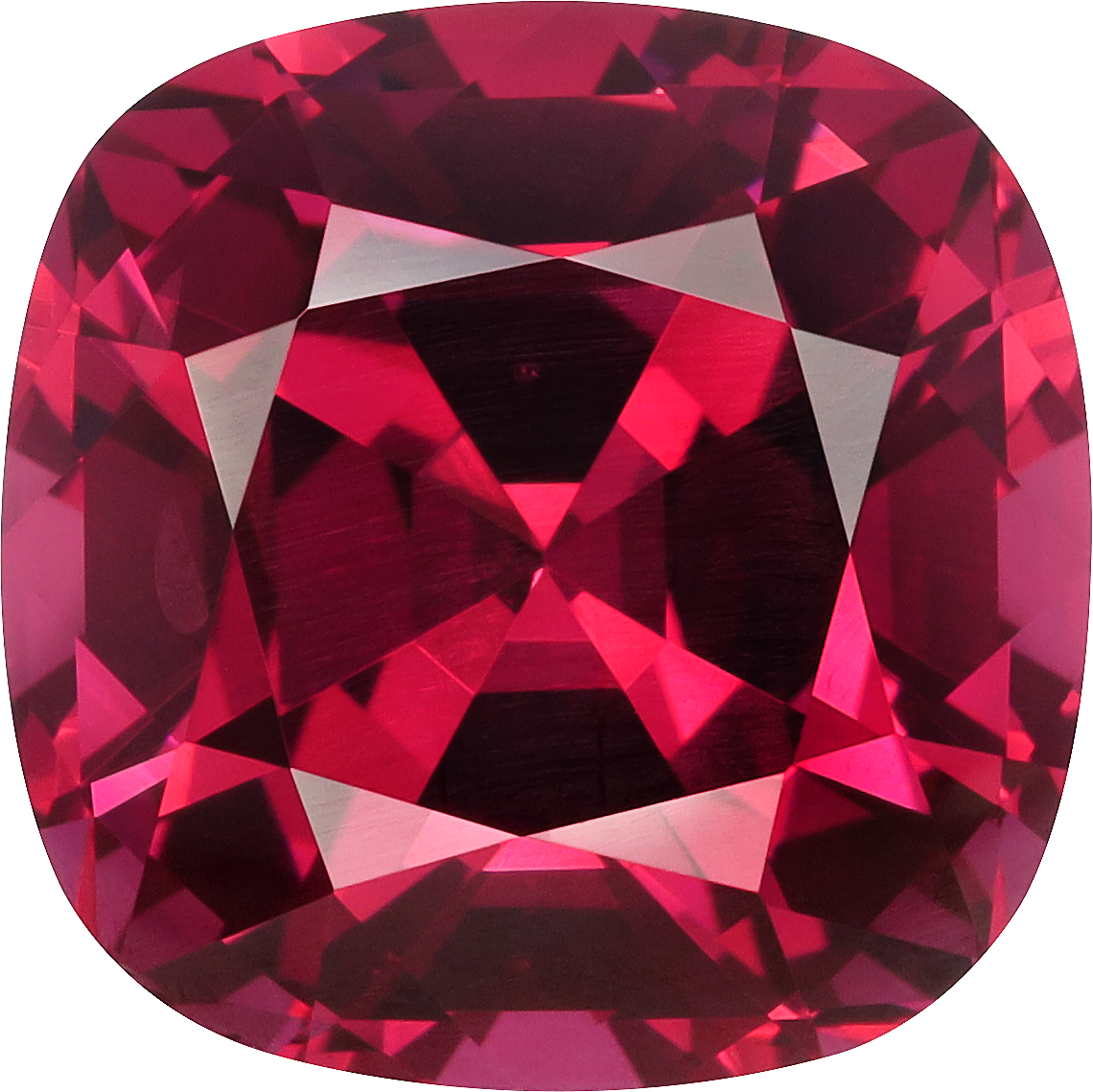Cushion cut rose garnet, 12.05 by 12.01 mm, shown at actual size