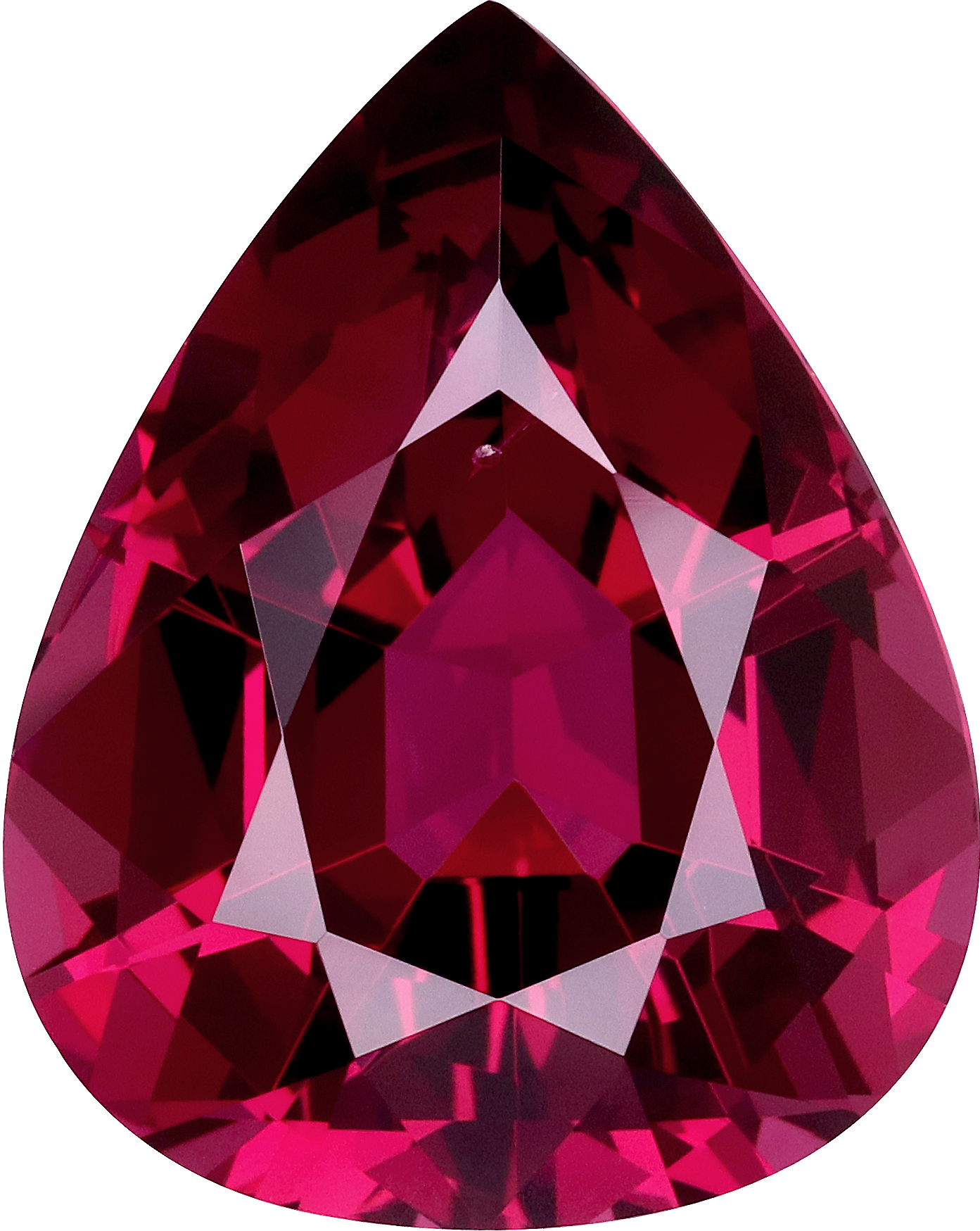 Pear cut rose garnet, 17.21 by 13.65 mm, shown at actual size