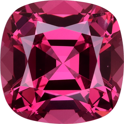 Cushion cut rose garnet, 11.1 by 11.07 mm, shown at actual size
