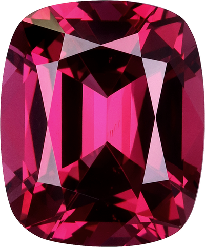 Cushion cut rose garnet, 11.75 by 9.77 mm, shown at actual size