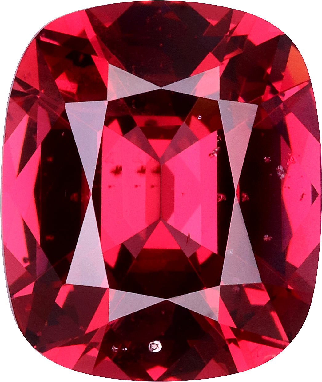 Cushion cut rose garnet, 11.98 by 10.09 mm, shown at actual size