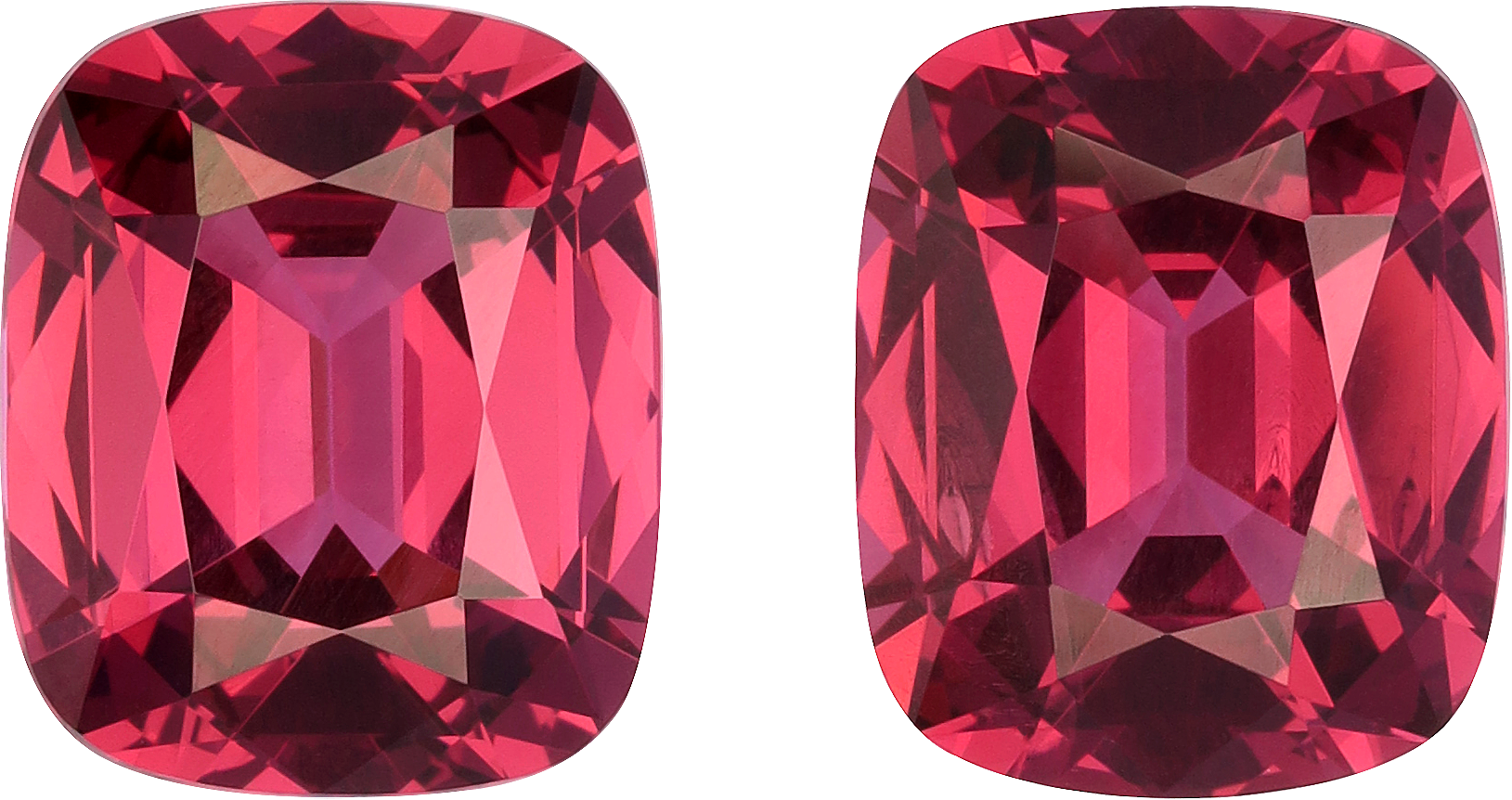 Cushion cut rose garnet, 9.75 by 8.07 mm, shown at actual size