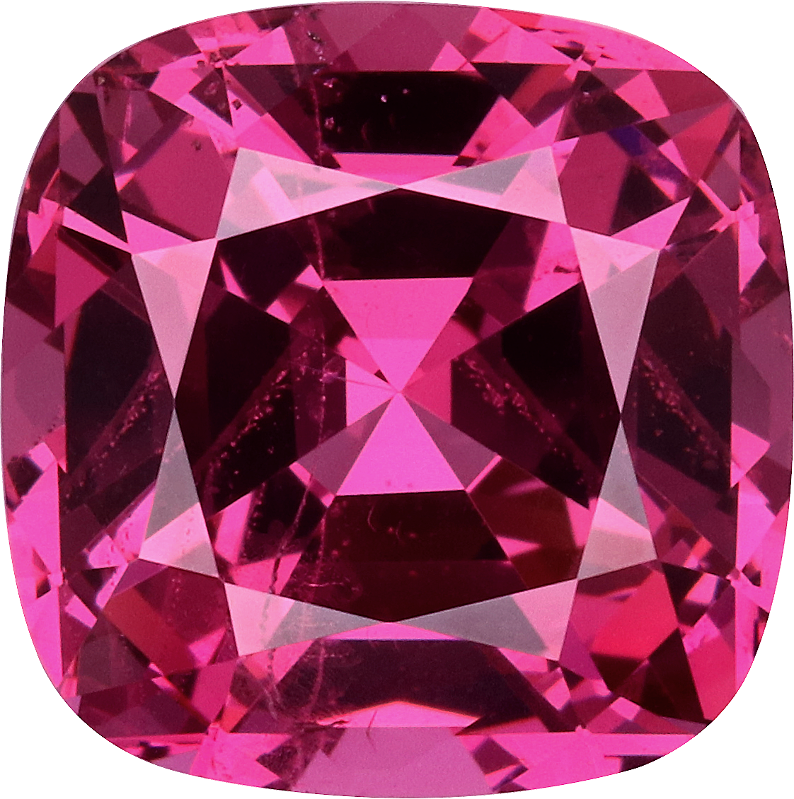 Cushion cut rose garnet, 9.47 by 9.46 mm, shown at actual size