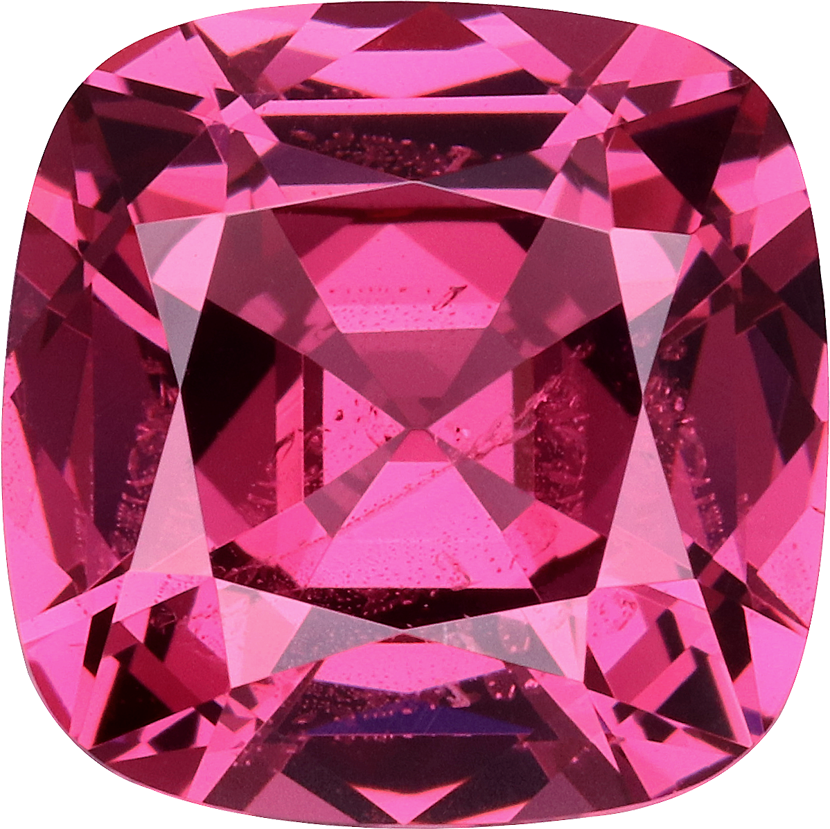 Cushion cut rose garnet, 10.05 by 10.04 mm, shown at actual size