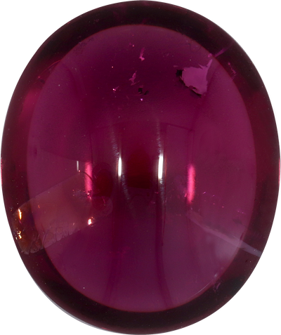 Oval cut rubellite tourmaline, 15.88 by 13.26 mm, shown at actual size