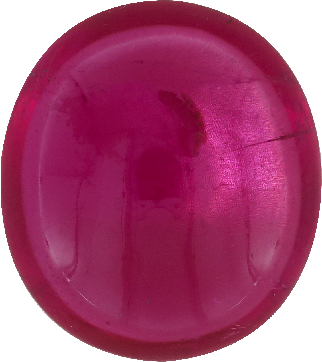 Oval cut rubellite tourmaline, 13.3 by 11.88 mm, shown at actual size