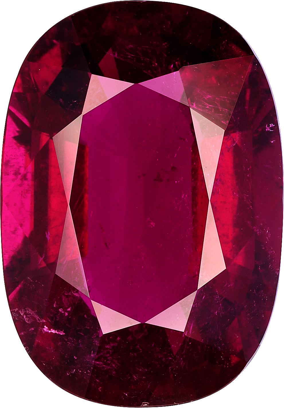 Oval cut rubellite tourmaline, 19.87 by 13.85 mm, shown at actual size