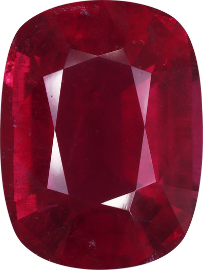 Oval cut rubellite tourmaline, 20.11 by 15.17 mm, shown at actual size