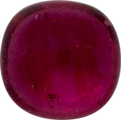 Oval cut rubellite tourmaline, 11.15 by 11.06 mm, shown at actual size